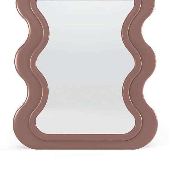 Specchio decorativo da parete con cornice in legno Vale 177x75 cm, ondulato, forma organica, mocha m