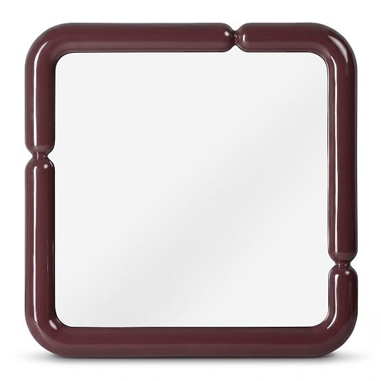 Specchio decorativo sospeso Ava, 90x90 cm, marrone bordeaux, lucido