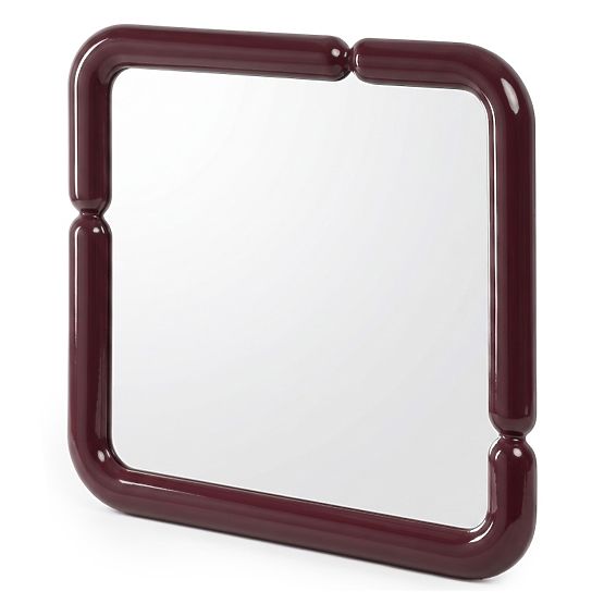Specchio decorativo sospeso Ava, 90x90 cm, marrone bordeaux, lucido