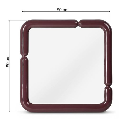Specchio decorativo sospeso Ava, 90x90 cm, marrone bordeaux, lucido
