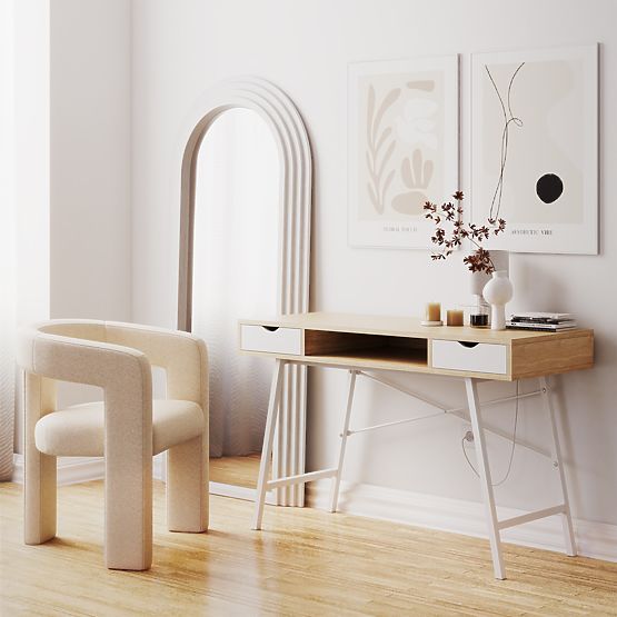 Specchio decorativo sospeso Giovanni 170x80 cm, bianco, arrotondato