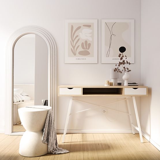 Specchio decorativo sospeso Giovanni 170x80 cm, bianco, arrotondato