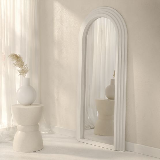 Specchio decorativo sospeso Giovanni 170x80 cm, bianco, arrotondato