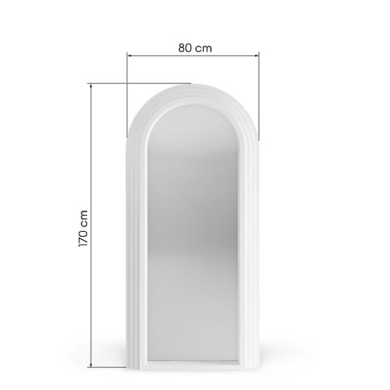 Specchio decorativo sospeso Giovanni 170x80 cm, bianco, arrotondato