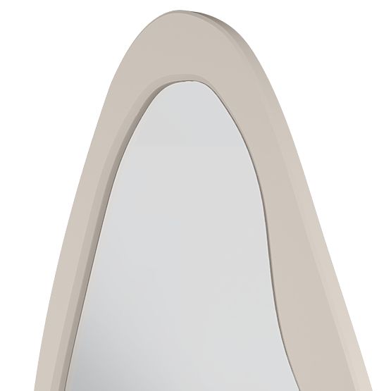 Specchio sospeso con cornice in legno Mara, 180x80 cm, forma irregolare, crema
