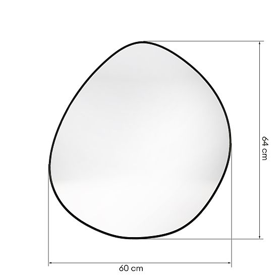 Specchio sospeso con cornice nera Alonzo, 64x60 cm, forma irregolare