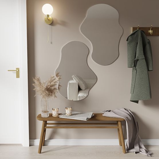 Specchio sospeso con cornice nera Zoe, 80x55 cm, forma irregolare