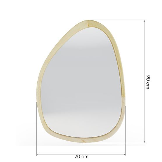 Specchio sospeso in cornice di legno Lisa 70x90 cm, forma irregolare, naturale