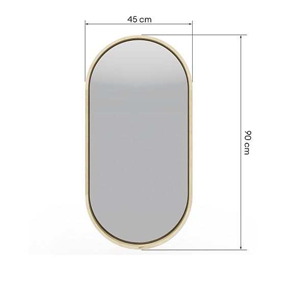 Specchio sospeso in cornice di legno Plico 45x90 cm, ovale, naturale