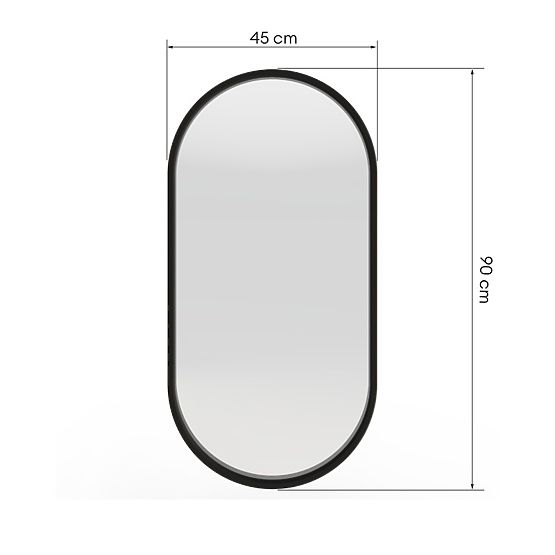 Specchio sospeso in cornice di legno Plico 45x90 cm, ovale, nero