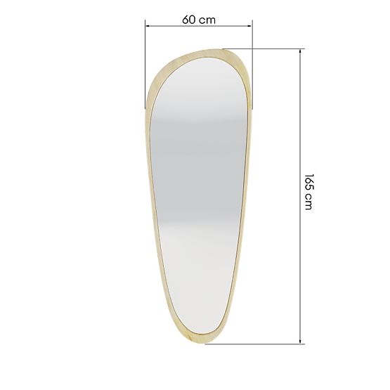 Specchio sospeso in cornice di legno Sogno 60x165 cm, forma irregolare, naturale