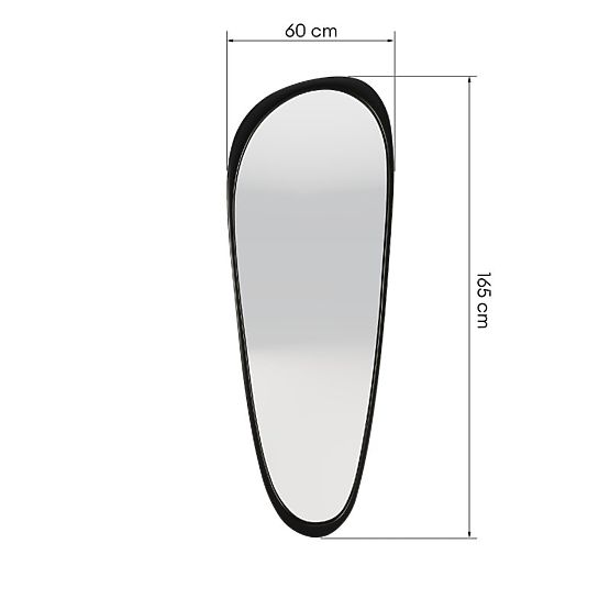 Specchio sospeso in cornice di legno Sogno 60x165 cm, forma irregolare, nero