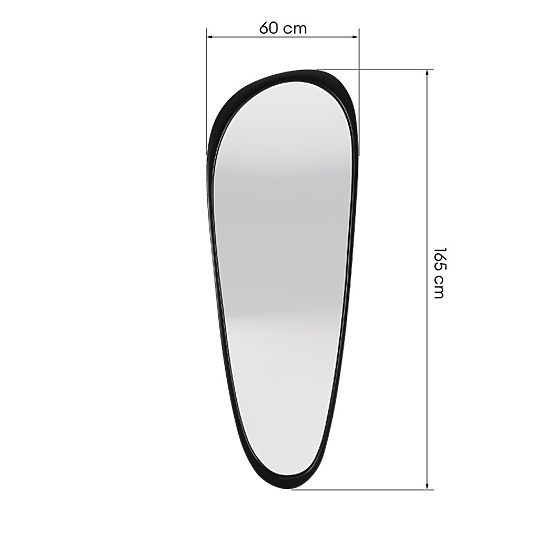 Specchio sospeso in cornice di legno Sogno 60x165 cm, forma irregolare, nero