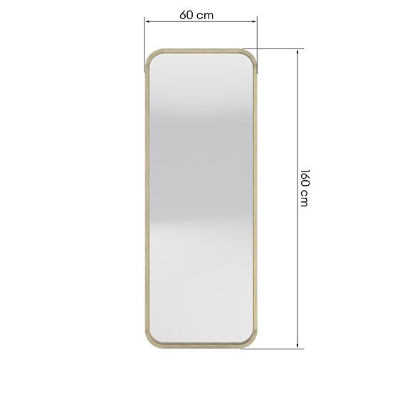 Specchio sospeso in cornice di legno Spira 60x160 cm, rettangolare, arrotondato, naturale