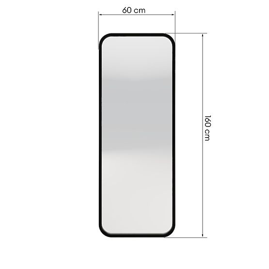 Specchio sospeso in cornice di legno Spira 60x160 cm, rettangolare, arrotondato, nero