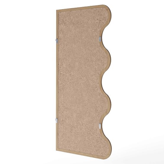 Specchio sospeso in cornice ondulata Noelie, 140x70 cm, rettangolare, legno di paulownia, naturale