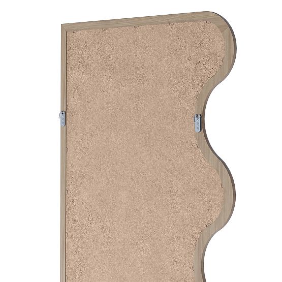 Specchio sospeso in cornice ondulata Noelie, 140x70 cm, rettangolare, legno di paulownia, naturale