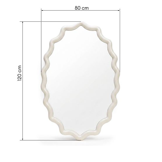Specchio sospeso Lumi, bianco latte, lucido