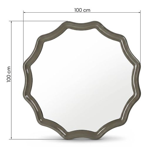 Specchio sospeso Luppo, verde-grigio, lucido