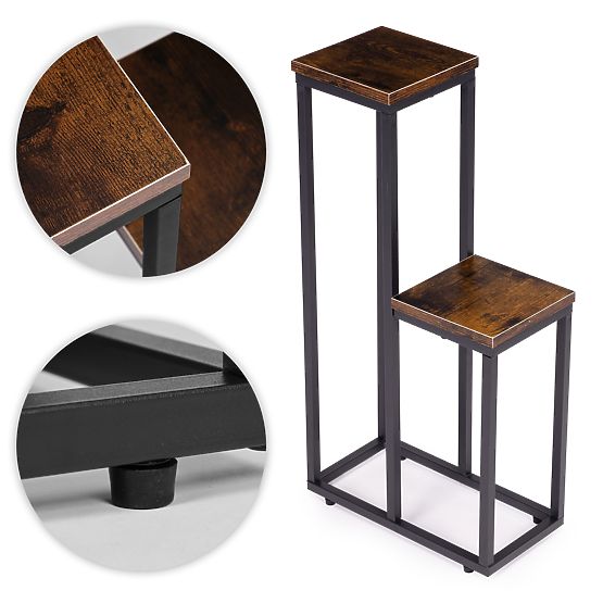 Supporto per piante da terra con 2 ripiani decorativi loft ModernHome