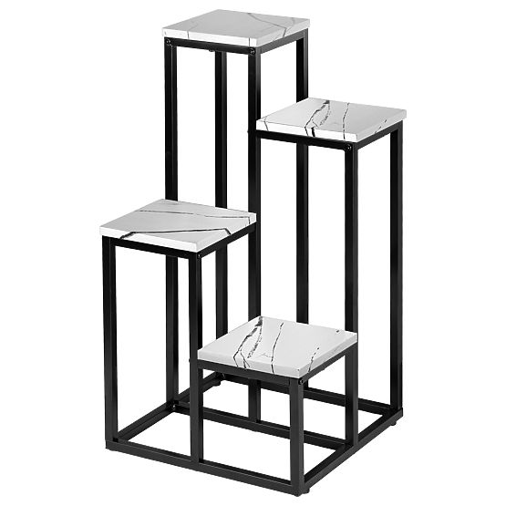 Supporto per piante in metallo MOGREN marmo bianco