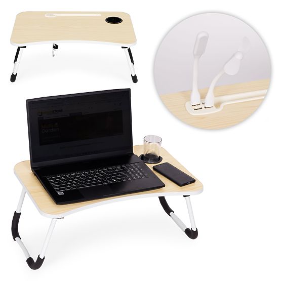 Supporto pieghevole per notebook 60x40 cm con lampada e ventilatore ModernHome
