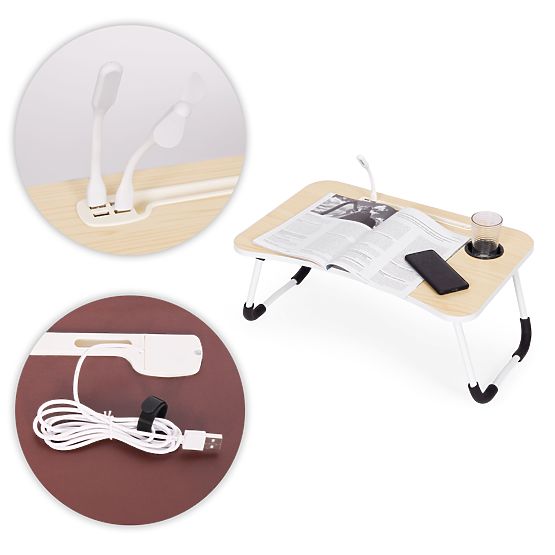 Supporto pieghevole per notebook 60x40 cm con lampada e ventilatore ModernHome