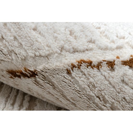 Tappeto moderno DUKE 51557 crema / oro - Geometrico, strutturato, molto morbido, frange