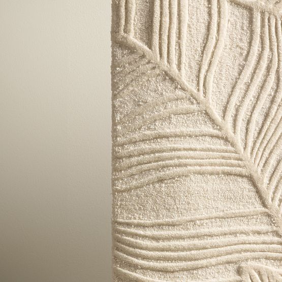 Tappeto rettangolare Mona tuftato, in lana, crema, foglie, Dimensione tappeti: 190x290