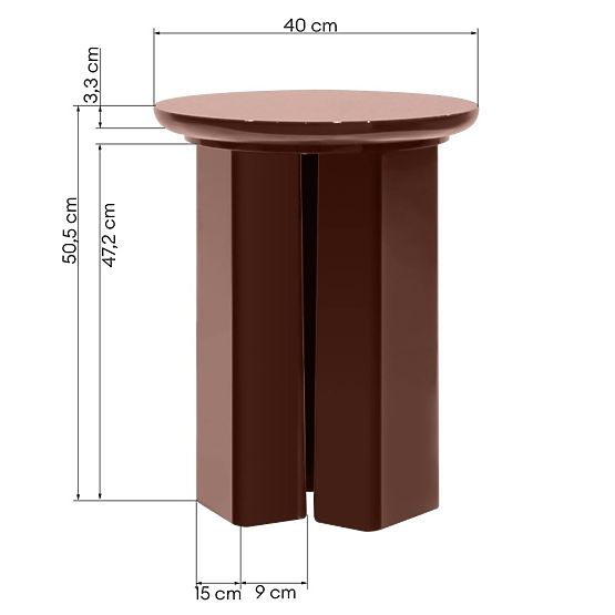 Tavolino Brie 40 cm, bordeaux/marrone, lucido