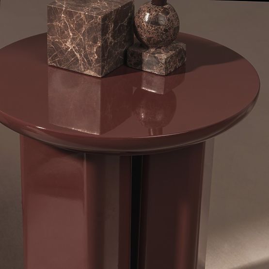 Tavolino Brie 40 cm, bordeaux/marrone, lucido