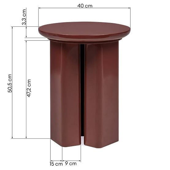 Tavolino Brie 40 cm, bordeaux/marrone, lucido