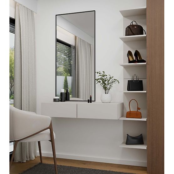 Tavolino Cosmetico Sospeso MIKA 110 cm 2 Cassetti per Camera da Letto CASHMERE Beige