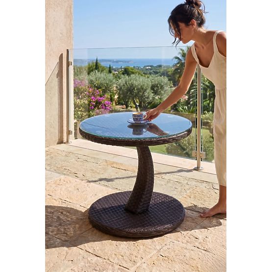 Tavolino da balcone in tecnorattan tavolino rotondo design moderno