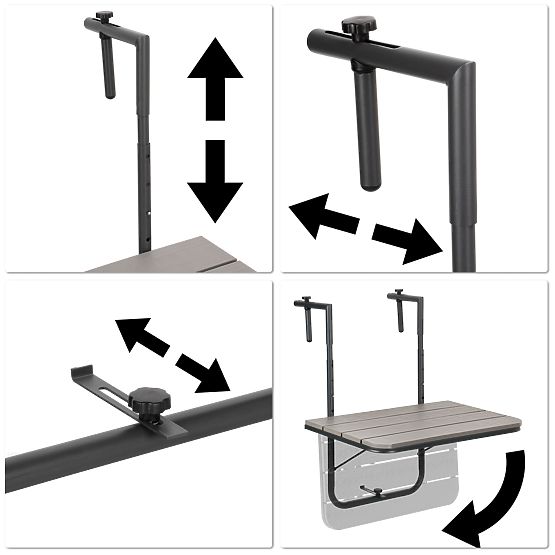 Tavolino da balcone pieghevole ARETTO grigio