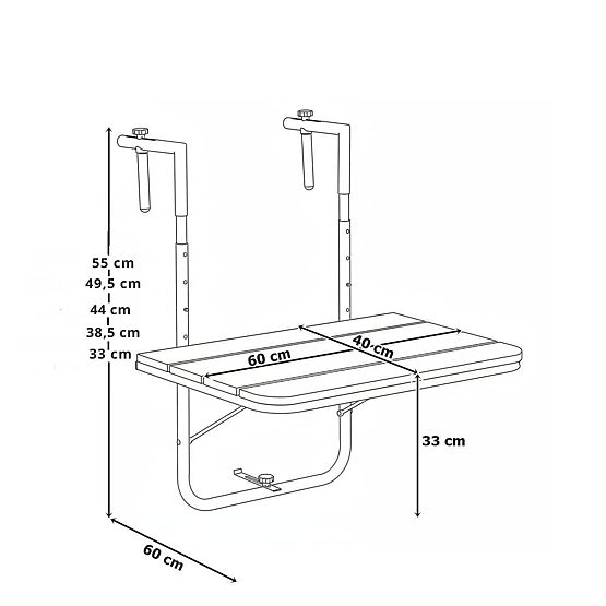 Tavolino da balcone pieghevole ARETTO nero