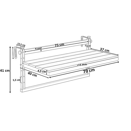 Tavolino da balcone sospeso AGATTI BIS STONEWOOD