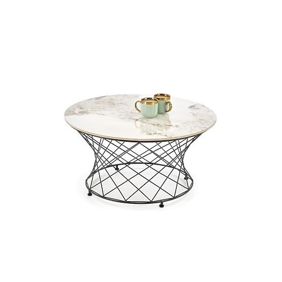 Tavolino da caffè ALESSIA, marmo beige / nero (2p=1ks)