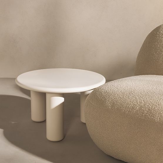 Tavolino da caffè Blair 60 cm, crema, opaco