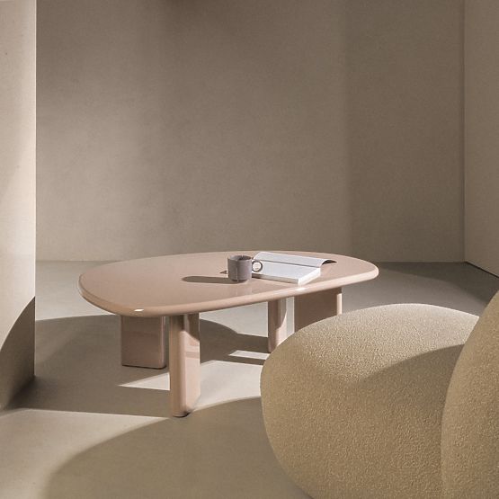 Tavolino da caffè Cameron 130 cm, nude, lucido