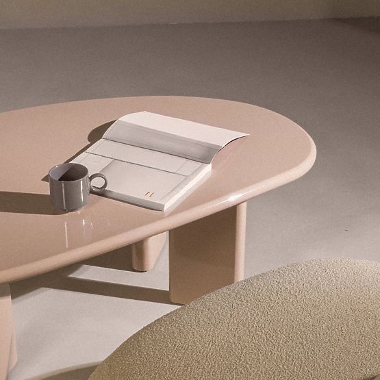 Tavolino da caffè Cameron 130 cm, nude, lucido