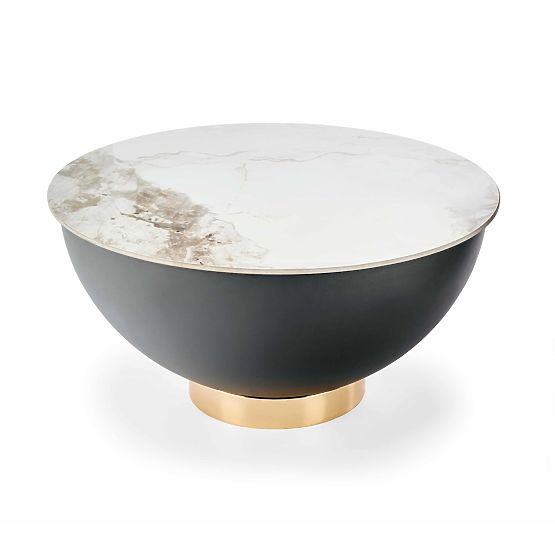 Tavolino da caffè CECILIA marmo bianco / grigio / oro (2p=1ks)