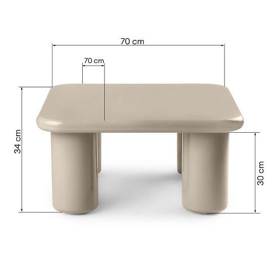Tavolino da caffè Cherry 70 cm, beige scuro, lucido