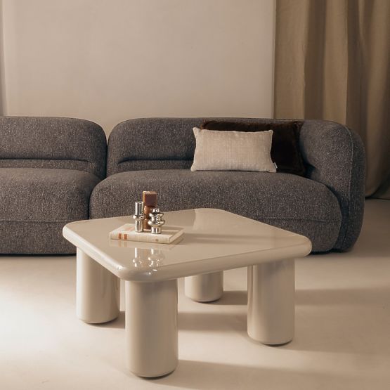 Tavolino da caffè Cherry 70 cm, beige scuro, lucido