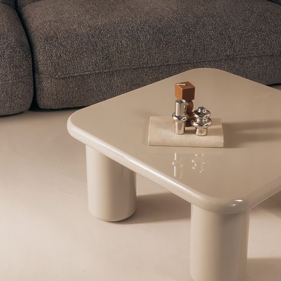 Tavolino da caffè Cherry 70 cm, beige scuro, lucido