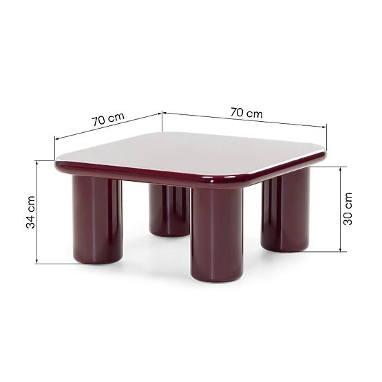 Tavolino da caffè Cherry 70 cm, bordeaux/ciliegia, lucido