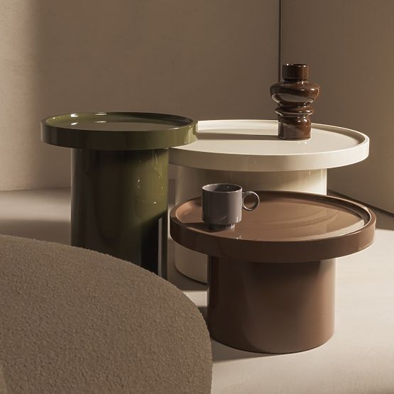 Tavolino da caffè Chia, 70 cm, bianco, lucido