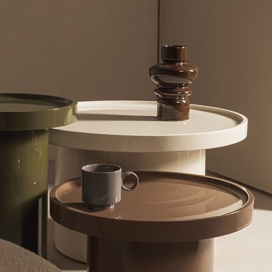 Tavolino da caffè Chia, 70 cm, bianco, lucido