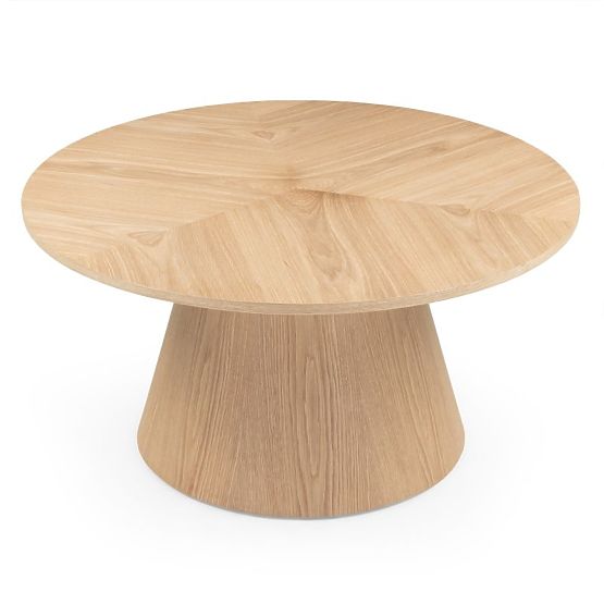 Tavolino da caffè Dalarna, 90 cm, rotondo, impiallacciatura di quercia naturale