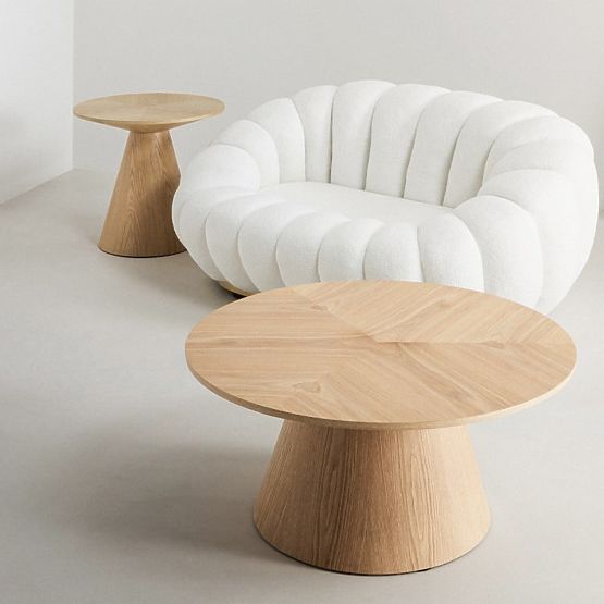 Tavolino da caffè Dalarna, 90 cm, rotondo, impiallacciatura di quercia naturale